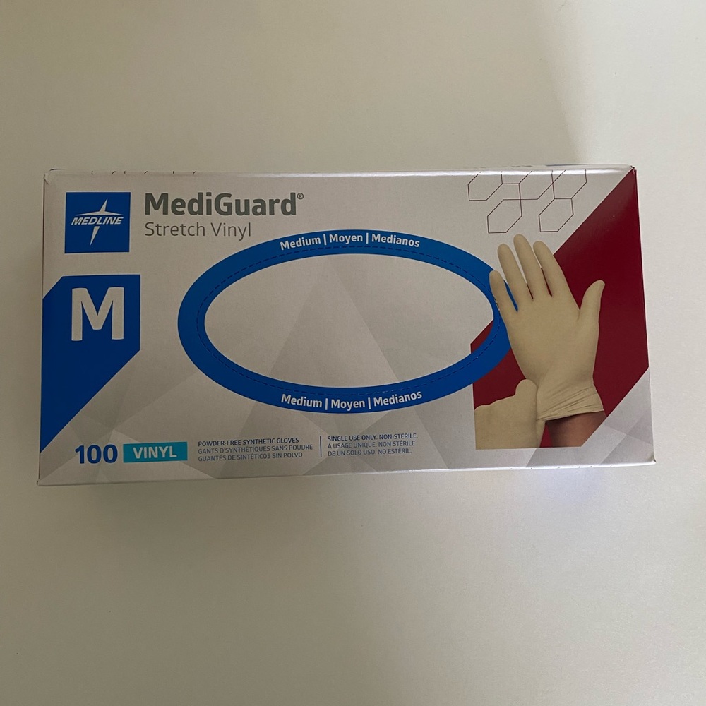 MedLine Stretch Vinyl Disposable Glove Powder Free 100 counts  Size M